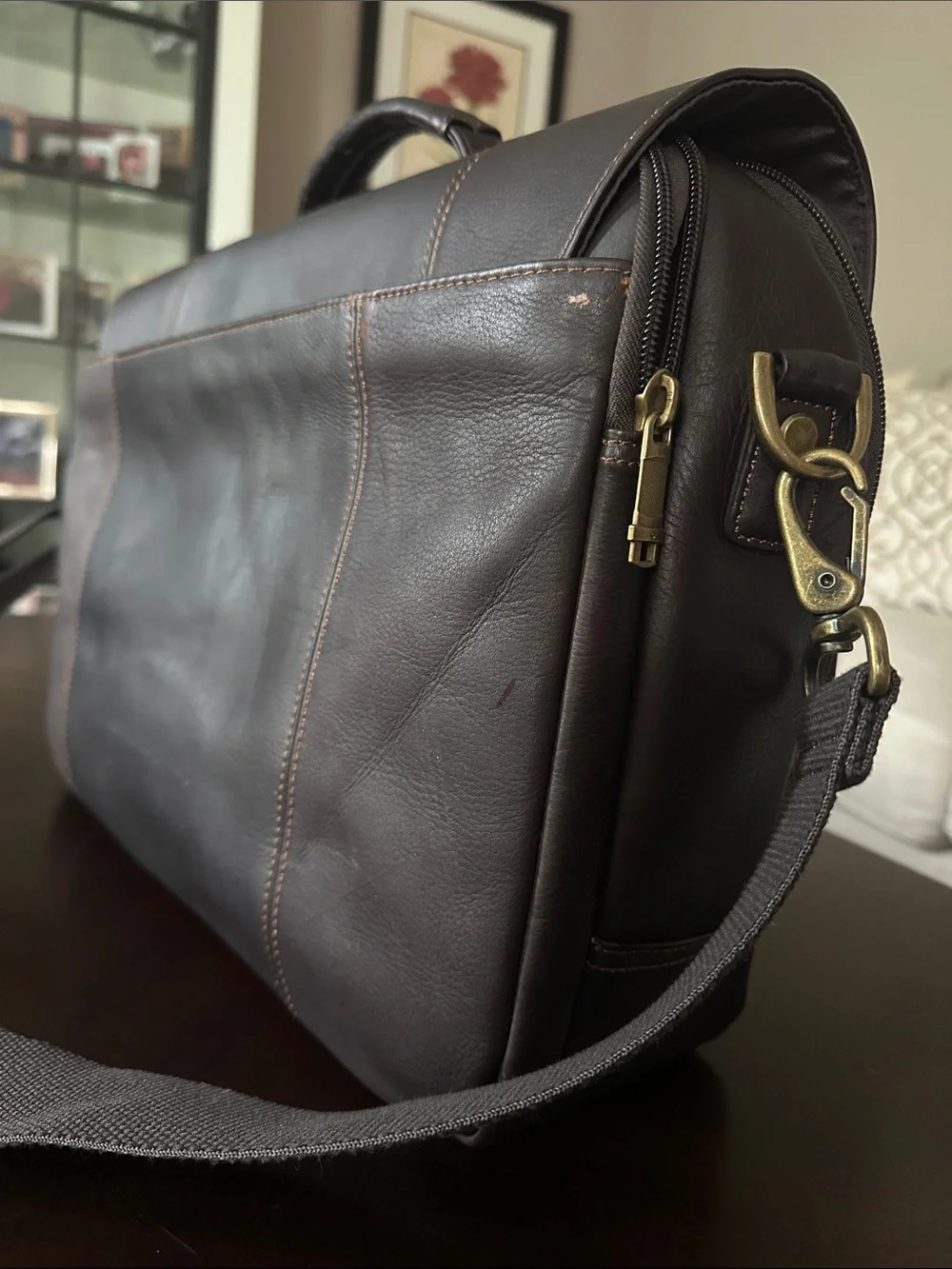 Samsonite Dark Brown Leather Briefcase Messenger Bag
